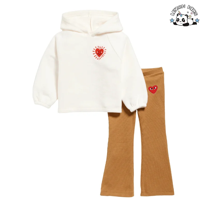 LEZONKIDS - Customizable New Style Clothing Set Long Pant Girls' Clothing Set Cotton Hoodie Sets for Autumn
